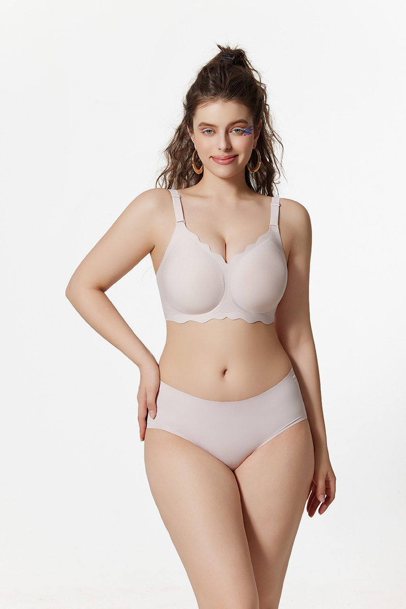 Wireless Seamless Bras for Women No Underwire Wavy V Neck HB03 (8)