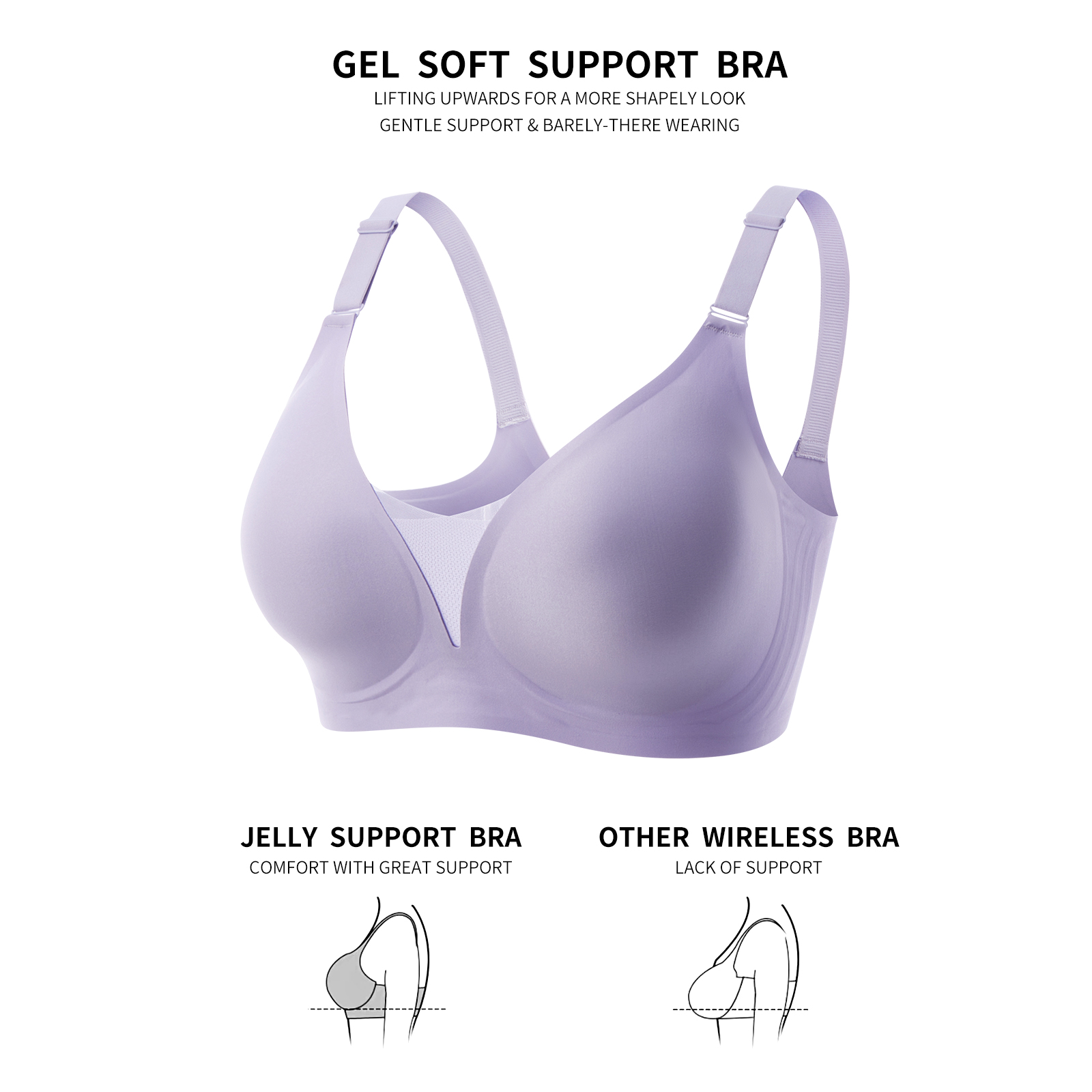 Mesh Bras for Women No Underwire Wireless Comfort Lift Push WS01 (8)
